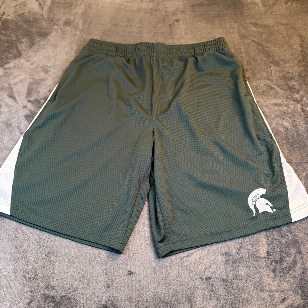 Men's Athletic Mesh Shorts - Green with White Trim